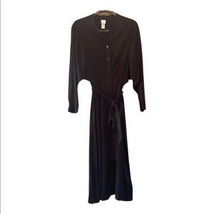 H&M Mandarin Collar Dolman Sleeve Black Button Up Maxi Dress